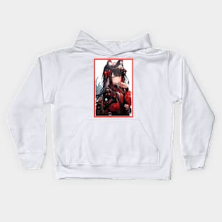 Aesthetic Anime Girl Red White Black | Quality Aesthetic Anime Design | Chibi Manga Anime Art Kids Hoodie